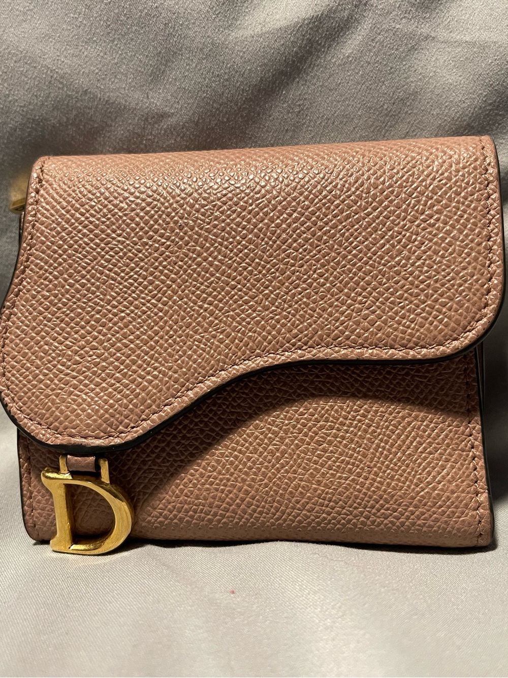 Dior Mini Saddle Wallet in Dusty Rose with Gold Hardware